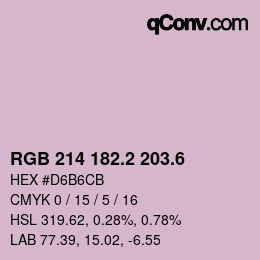 カラーコード: RGB 214 182.2 203.6 | qconv.com