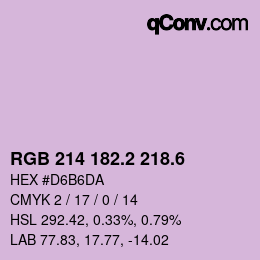 カラーコード: RGB 214 182.2 218.6 | qconv.com