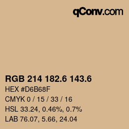 カラーコード: RGB 214 182.6 143.6 | qconv.com