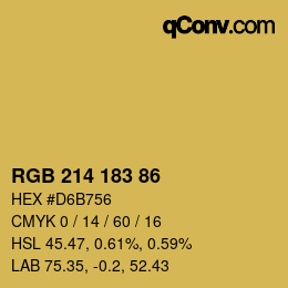 Color code: RGB 214 183 86 | qconv.com