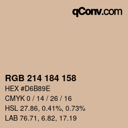 カラーコード: RGB 214 184 158 | qconv.com