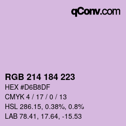 カラーコード: RGB 214 184 223 | qconv.com