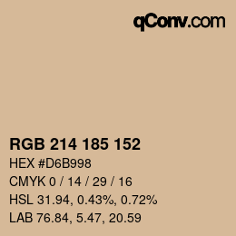 Color code: RGB 214 185 152 | qconv.com
