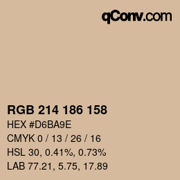 カラーコード: RGB 214 186 158 | qconv.com
