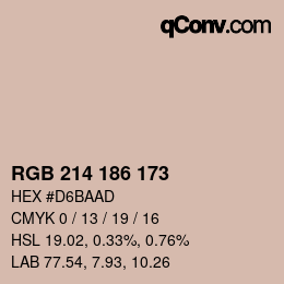 Color code: RGB 214 186 173 | qconv.com