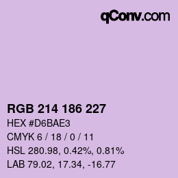 カラーコード: RGB 214 186 227 | qconv.com
