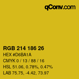 Color code: RGB 214 186 26 | qconv.com