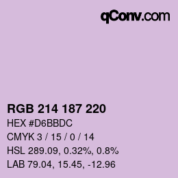 Color code: RGB 214 187 220 | qconv.com