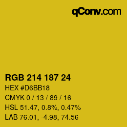 カラーコード: RGB 214 187 24 | qconv.com