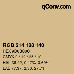 Farbcode: RGB 214 188 140 | qconv.com