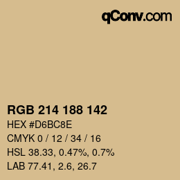 Color code: RGB 214 188 142 | qconv.com