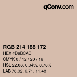 Color code: RGB 214 188 172 | qconv.com