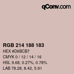 Color code: RGB 214 188 183 | qconv.com