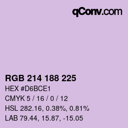 Color code: RGB 214 188 225 | qconv.com