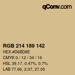 Color code: RGB 214 189 142 | qconv.com