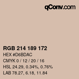 Color code: RGB 214 189 172 | qconv.com