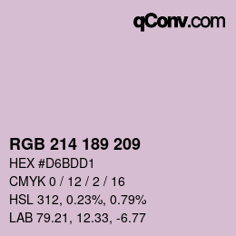 Color code: RGB 214 189 209 | qconv.com
