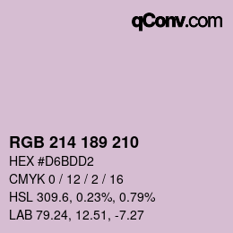カラーコード: RGB 214 189 210 | qconv.com