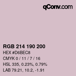 颜色代码: RGB 214 190 200 | qconv.com