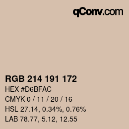 Color code: RGB 214 191 172 | qconv.com
