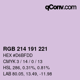カラーコード: RGB 214 191 221 | qconv.com