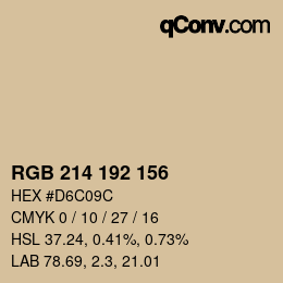カラーコード: RGB 214 192 156 | qconv.com