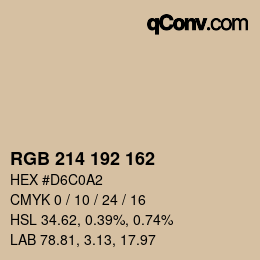 カラーコード: RGB 214 192 162 | qconv.com