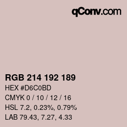 颜色代码: RGB 214 192 189 | qconv.com