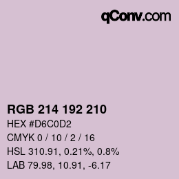 カラーコード: RGB 214 192 210 | qconv.com