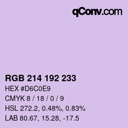カラーコード: RGB 214 192 233 | qconv.com