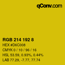 カラーコード: RGB 214 192 8 | qconv.com