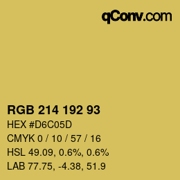 Color code: RGB 214 192 93 | qconv.com