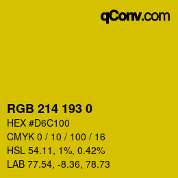 颜色代码: RGB 214 193 0 | qconv.com