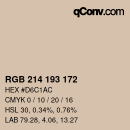 カラーコード: RGB 214 193 172 | qconv.com