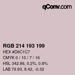 カラーコード: RGB 214 193 199 | qconv.com
