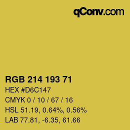 カラーコード: RGB 214 193 71 | qconv.com