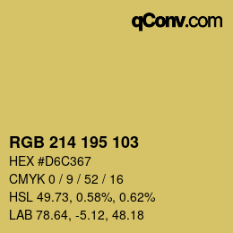 Color code: RGB 214 195 103 | qconv.com