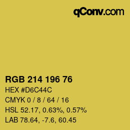颜色代码: RGB 214 196 76 | qconv.com