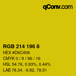 カラーコード: RGB 214 196 8 | qconv.com