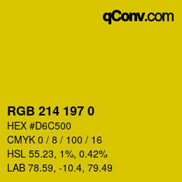 Color code: RGB 214 197 0 | qconv.com