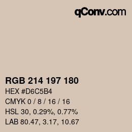 Color code: RGB 214 197 180 | qconv.com
