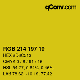カラーコード: RGB 214 197 19 | qconv.com