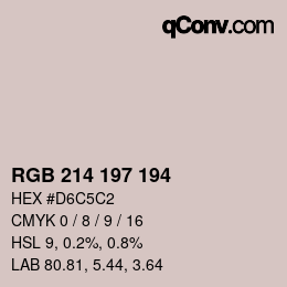 カラーコード: RGB 214 197 194 | qconv.com