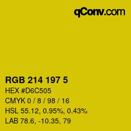 カラーコード: RGB 214 197 5 | qconv.com