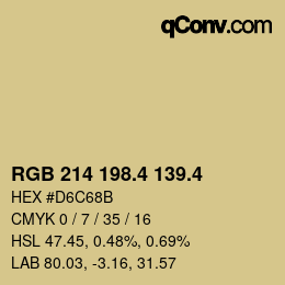 カラーコード: RGB 214 198.4 139.4 | qconv.com