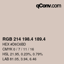 カラーコード: RGB 214 198.4 189.4 | qconv.com