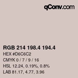 カラーコード: RGB 214 198.4 194.4 | qconv.com