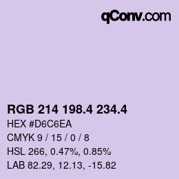 カラーコード: RGB 214 198.4 234.4 | qconv.com