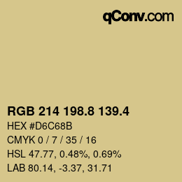 カラーコード: RGB 214 198.8 139.4 | qconv.com