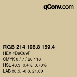 カラーコード: RGB 214 198.8 159.4 | qconv.com